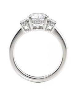 Michael M Trinity 18K White Gold Three Stone Engagement Ring R806-1.5