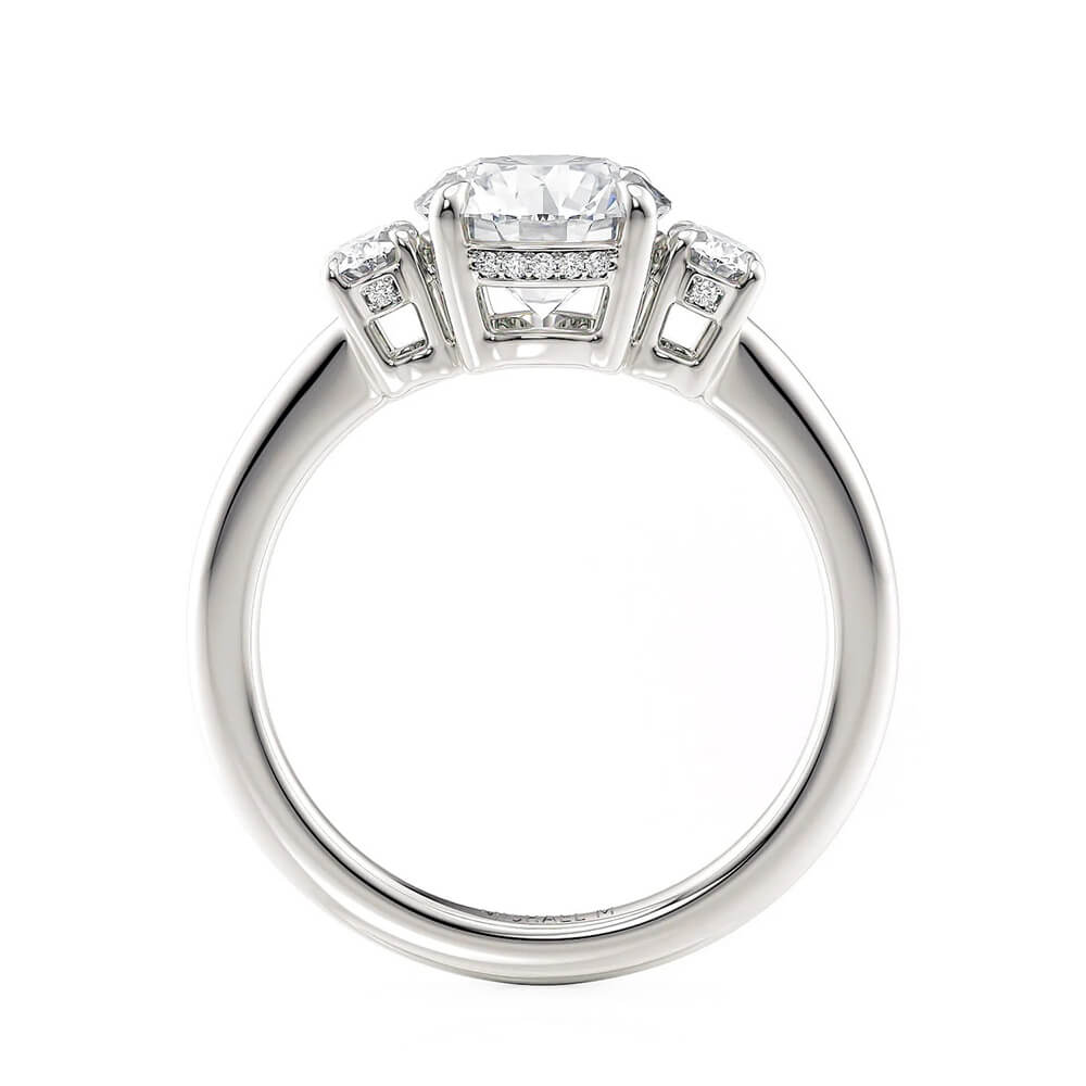 Michael M Trinity 18K White Gold Three Stone Engagement Ring R806-1.5