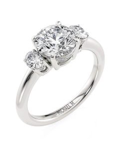 Michael M Trinity 18K White Gold Three Stone Engagement Ring R806-1.5