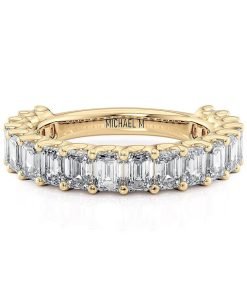 Michael M Ladies 18K Yellow Gold Emerald Cut Wedding Band R810B