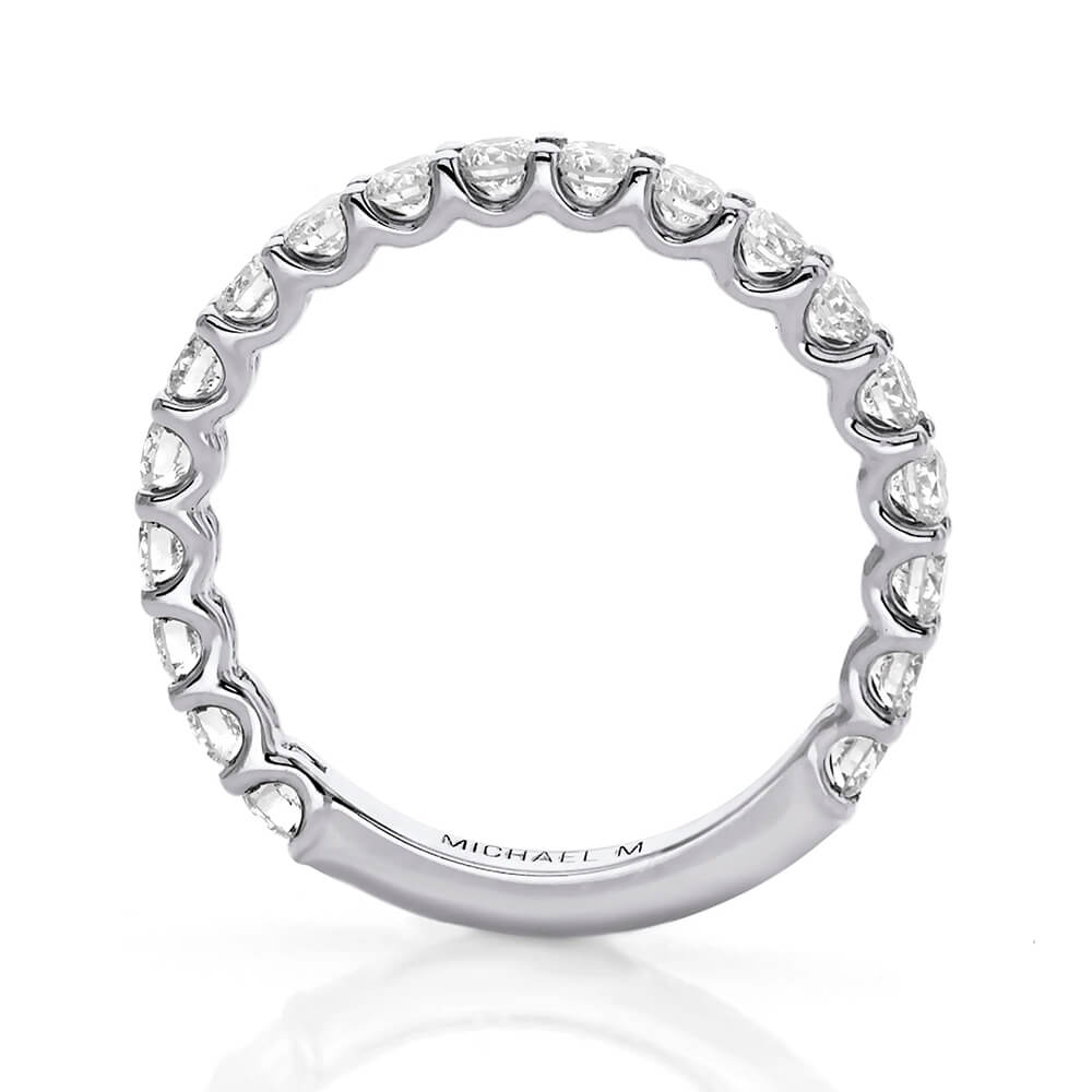 Michael M Ladies 18K White Gold 3/4 Way Diamond Wedding Band R801B