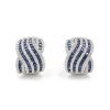 Ladies 18K White Gold Sapphire and Diamond J-Hoop Earrings