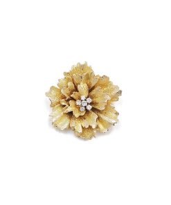 Dan Frere 14K Yellow Gold Diamond Flower Brooch