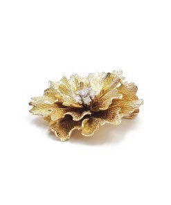 Dan Frere 14K Yellow Gold Diamond Flower Brooch