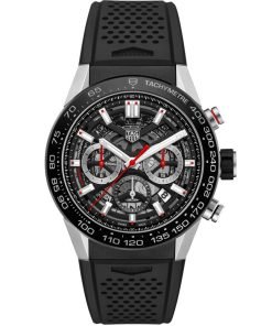 TAG Heuer Carrera 45mm Black Skeleton Dial Black Rubber Strap Automatic Men's Watch CBG2A10.FT6168