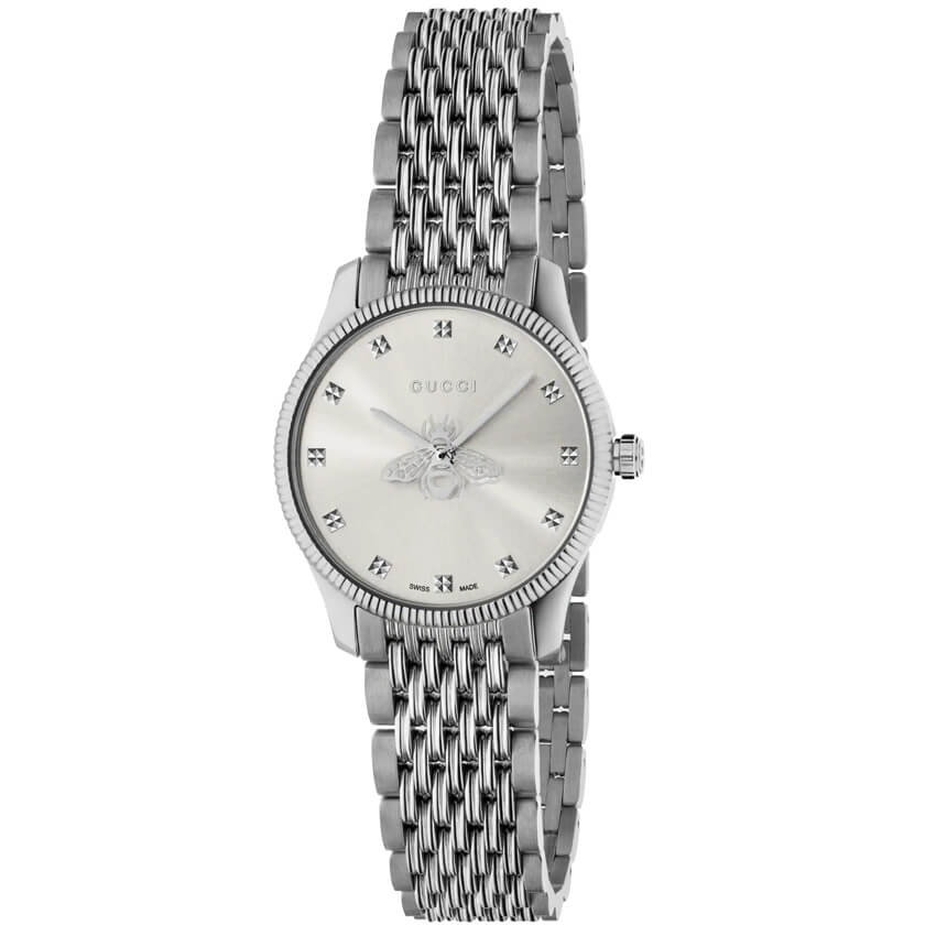 Gucci G-Timeless 29mm Silver sunbrushed Dial with Bee Women's Watch YA1265019
