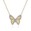 Gabriel 14K White and Yellow Gold Diamond Cut Butterfly Necklace NK7557M45JJ