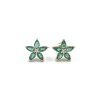 14K Yellow Gold Emerald and Diamond Flower Design Stud Earrings