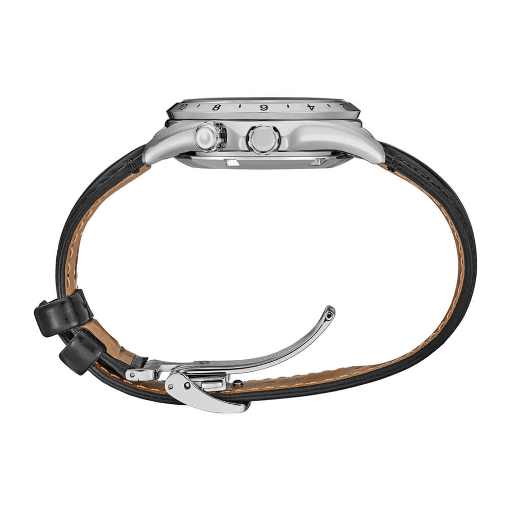Seiko Prospex Alpinist GMT Black Dial Black Leather Strap Men's Watch SPB379