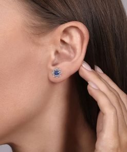Gabriel Lusso Diamond and Blue Sapphire Stud Earrings EG14834W45SA