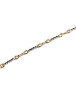 18K Yellow Gold Blue Sapphire and Diamond Bracelet