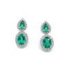 14K White Gold Diamond and Emerald Earrings