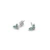 14K White Gold Emerald and Diamond Butterfly Stud Earrings