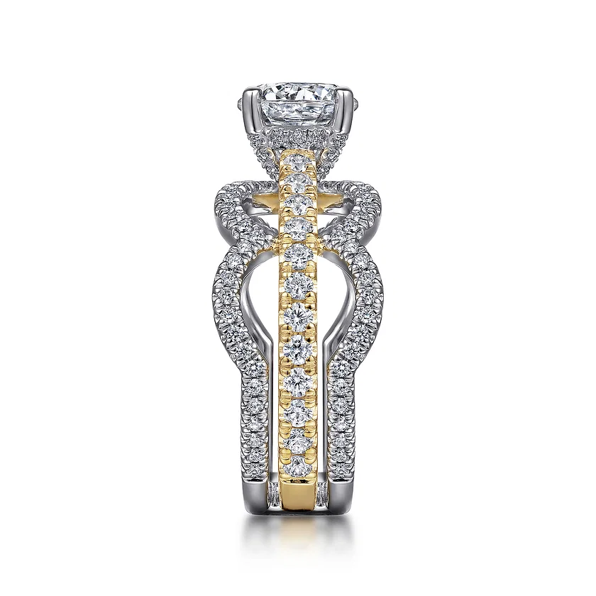 Gabriel 14K White-Yellow Gold Round Diamond Engagement Ring ER15534R6M44JJ