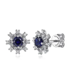 Gabriel Lusso Diamond and Blue Sapphire Stud Earrings EG14834W45SA