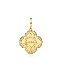Gabriel 14K Yellow Gold Bujukan Diamond Cut Diamond Clover Medallion Pendant PT6601Y45JJ