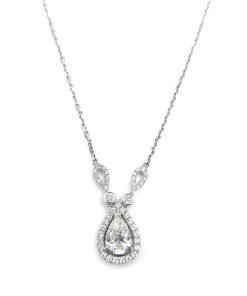 18K White Gold Diamond Pendant Necklace with Pear Shape Diamond in the Center EGL USA US 922745801D