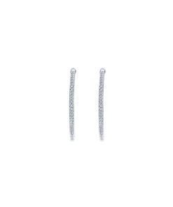 Gabriel 14K White Gold Micro Pave 30mm Round Inside Out Diamond Hoop Earrings EG10855W45JJ