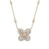 14K Yellow Gold Flower Design Diamond Pendant Necklace