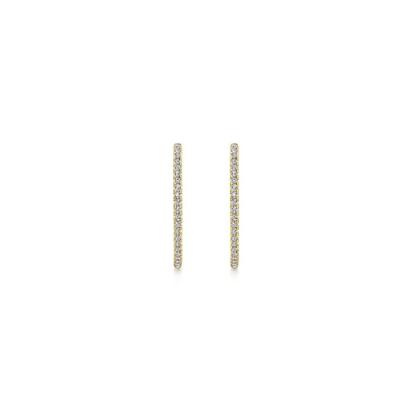 Gabriel 14K Yellow Gold 20mm Round Inside Out Diamond Hoop Earrings EG13460Y45JJ