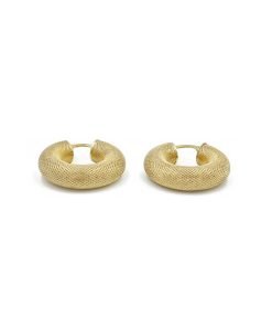 Estate 14K Yellow Gold Mesh Design Huggie Earrings, 3.3g