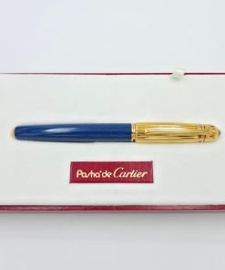 Cartier Pasha 18K Yellow Gold and Blue Marble Lacquer Fountain Pen