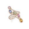 14K Rose Gold Diamond and Multi-Color Sapphire Ring