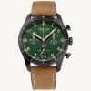 Alpina Startimer Pilot Chronograph Big Date Green Dial Brown Leather Strap Men's Watch AL-372GR4FBS26