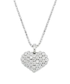 14K White Gold Diamond Heart Pendant Necklace DC582