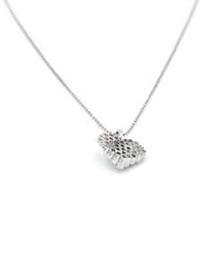 14K White Gold Diamond Heart Pendant Necklace DC582