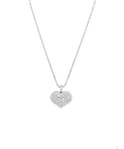 14K White Gold Diamond Heart Pendant Necklace DC582