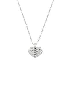 14K White Gold Diamond Heart Pendant Necklace