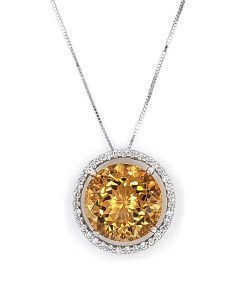 Citrine Diamond Pendant Necklace