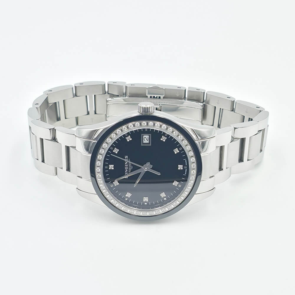 Longines Conquest Classic Black Dial Stainless Steel Diamond Quartz Women's Watch L2.387.0.57.6